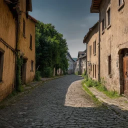Village, a street in the fictious country Molvania, old, creepy