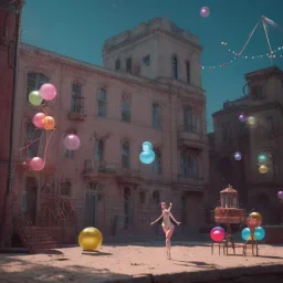 Ultra realistic circus scene. Classic acrobat woman, waist up view, Wes Anderson style, happy, bubbles, highly detailed, concept art, unreal engine 5, god rays, ray tracing, RTX, lumen lighting, ultra detail, volumetric lighting, 3d, finely drawn, high definition, high resolution.