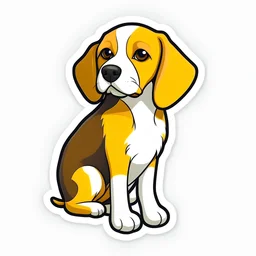 Beagle pet shop seller, cheerful, friendly, bright sticker, simple Pixar style, minimalism,no background