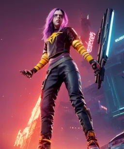 Billie Eilish, in stockings, cyberpunk2077