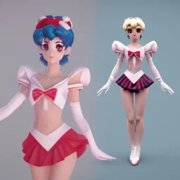 sailor moon con pelo largo i rubio, con traje blanco