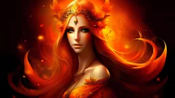 fantasy, female, orange, magical icon, spell, display, mystical, magical, stunning, vivid, beautiful