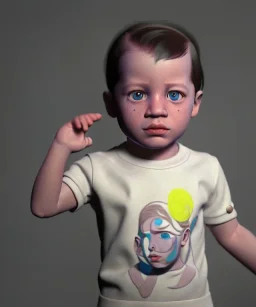 Pablo picasso toddler, full size, dramatic lighting, hyper realistic