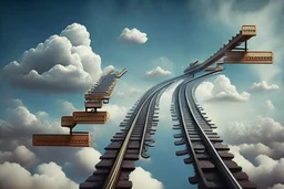 trains on ladder track in the skies