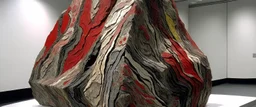 A reddish gray mountain made out of magma painted by Jean Dubuffet