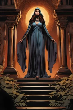 the god of death walking in her temple. Mark Brooks and Dan Mumford, comic book art,