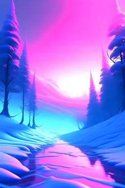 winter scene, abstract, vaporwave, majetic, realistic