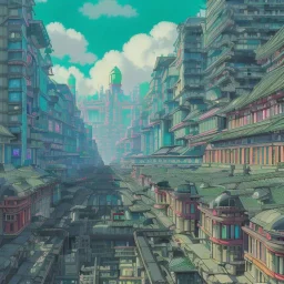 Cyberpunk futuristic Megacity ,Neogothic architecture,inslandsMetropolis, uphill Road,detailed facades,detailed painting, 8K resolution,German noir,matte painting,felix kelly,biopunk,trieste