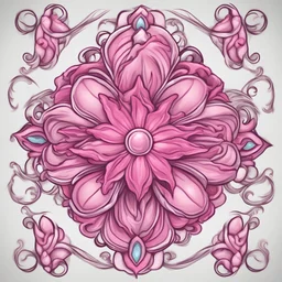 cartoon pink fantasy flower, top view, warcraft style