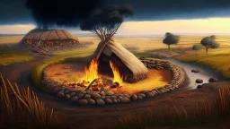 neolithic landscape with agriculture and using fire to clean