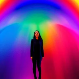 Full body portrait, painting, medium shot lady background volumetric rainbow