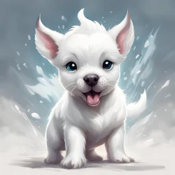 The pure white seel pup looks cute and then it headbutts you with its sharp horn, in card art style