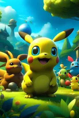 Generate a Disney and Pixar-style movie poster about Pokemon