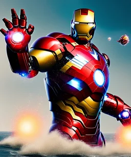 Fat ironman with red hair, magnificent, majestic,