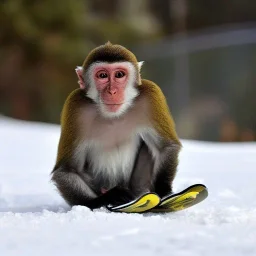 Monkey snowboarding