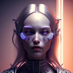 caucasian Woman, silver hair, silver eye line, samurai, cyberpunk, neon, highly detailed, art stations, concept art, smooth, unreal engine 5, god rays, ray tracing, RTX, lumen lighting, ultra detail, volumetric lighting, 3d, finely drawn, high definition, high resolution, gradient background