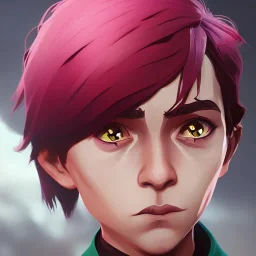 Portrait of a 9 year old warlock boy with beautiful eyes Nick Harris style