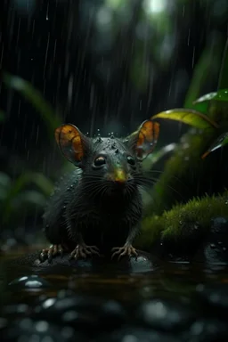 rat cat bat won the dark clouds, portrait in weird waterfall in moist swamp planet , photo-realistic, shot on Hasselblad h6d-400c, zeiss prime lens, bokeh like f/0.8, tilt-shift lens 8k, high detail, smooth render, down-light, unreal eng