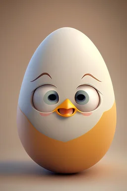 3d egg character, cute japanese face