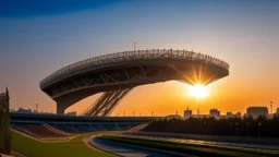 olympic stadium at dawn in the style of Alejandro Aravena