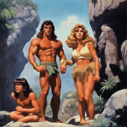 [art by Russ Meyer, Jason and the Argonauts (1963)] Joe Lara as Tarzan, Olivia d'Abo as Jane Porter and Gordon Griffith as child Korak