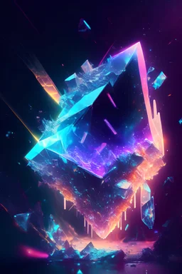 neon nebulae, aurora, crystal shards floating, surreal, cyberpunk, bright, HDR, high detail, 4d