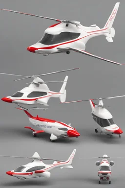 aeroplane airmed air ambulance inspired by shark with side view , quarter view and front view