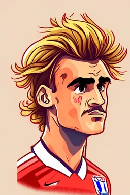 Antoine Griezmann French football player ,cartoon 2d