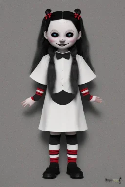 Wednesday Addams toddler, full body,nbokeh, hyper realistic