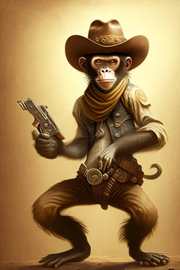 A monkey cowboy with 2 pistols