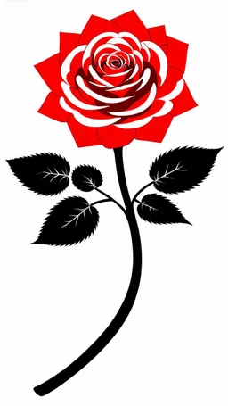 a rose where the stem and leaves(black) is made of smoke, and the flower(red) is made of smoke and flame shapes that spiral in the middle, vector