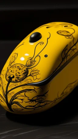 A golden yellow sound elemental mouse designed in Lascaux cave paintings painted by Alfred Sisley