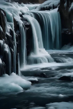 красивый водопад, во льду