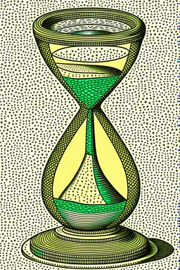 A tilted hourglass in the style of Moebius