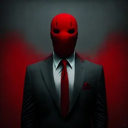 a scary man wearing a suit with a red tie who has no face