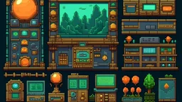 The panel of the other equipment of the fantasy game pixelart