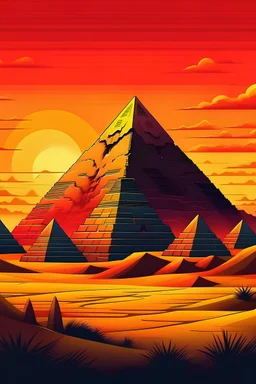 piramides de egipto atardecer ilustracion digital