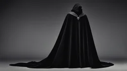 накидка — длинная, из чёрного бархата, отороченная не серебром, а тонким, почти невидимым серым мехом по краю капюшона. Она была простой, но элегантной, без вычурных украшений, лишь на застёжке в виде летучей мыши сверкал один маленький, тёмный камень, похожий на обсидиан