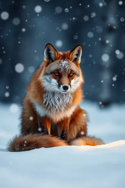 nyx as a fox living under the snow