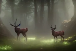 Mystical fantasy stag in the forest, high definition