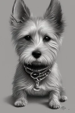 Detailed pencil drawing of a cheeky terrier dog