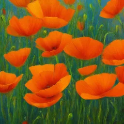 a highly detailed oil painting of California Poppies, 4 k resolution, 8 k resolution, high resolution, surface design pattern, modernism