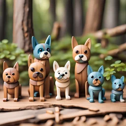 Cute dog Figures lives in the Wood