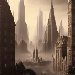 Square, Gothic city,Metropolis on sea by fritz Lang,otto hung,futurismo,