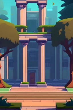 A parallax background for a vertical 2D platformer game about equality which takes place in a University campus