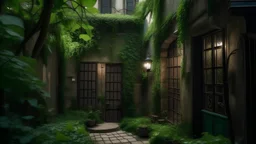 City’s Secret Courtyard Finding a secret courtyard, a hidden gem in the heart of the bustling city. This secluded spot offers a quiet respite, surrounded by ivy-covered walls and softly lit by lanterns