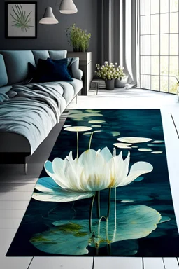 rug modern design nordic minimal feminine underwater plant water Lilly abstract