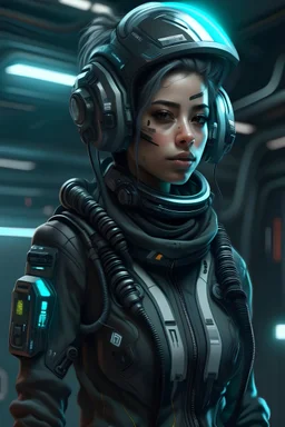 cyberpunk girl in spacesuit