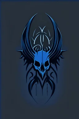 2d Illustration of a goth logo, front view, flat single color darkblue background