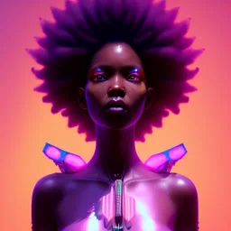 Afro Woman, short hair, samurai, cyberpunk, neon, highly detailed, art stations, concept art, smooth, unreal engine 5, god rays, ray tracing, RTX, lumen lighting, ultra detail, volumetric lighting, 3d, finely drawn, high definition, high resolution, gradient background